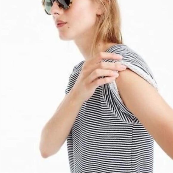 J. Crew Cozy Beach Dress S Blue White Striped Coastal Preppy - Picture 4 of 10